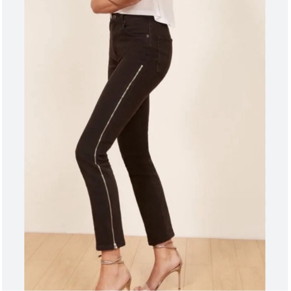 Reformation Helix Side Zipper High Rise Jeans Black